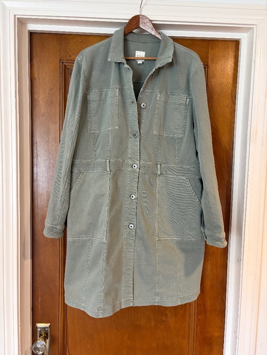 J. Jill Jackets & Blazers - J.Jill Sage Green Denim Tahoe Utility Duster Jacket (L)